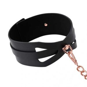 Brat Collar and Leash - Black / Rose Gold