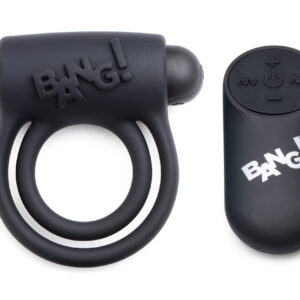 Bang - Silicone Cock Ring and Bullet With Remote Control - Black