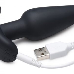 21x Silicone Butt Plug With Remote - Black